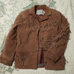 Kid's Size 12 Suede Fringe Leather Jacket